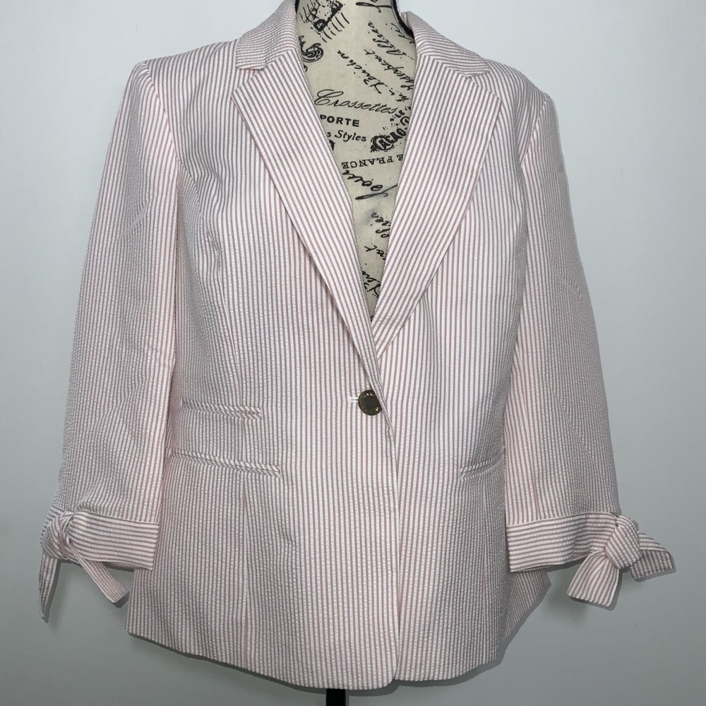 Anne Klein NWT Tie Sleeve Suit Retro Modern 80’s Boating Style Preppy Blazer